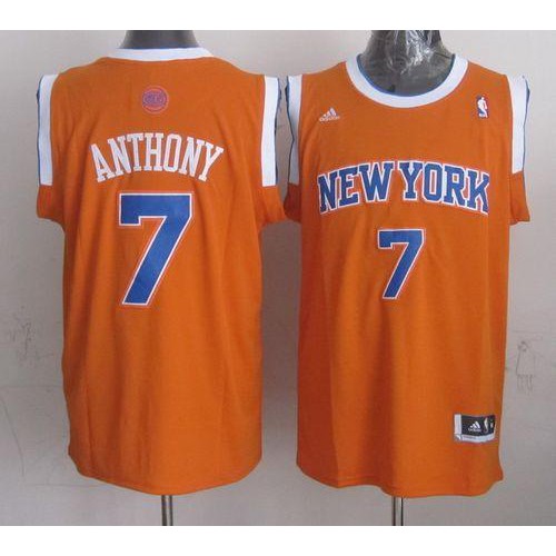 Revolution 30 New York Knicks #7 Carmelo Anthony New Orange Alternate Stitched Jersey Mens