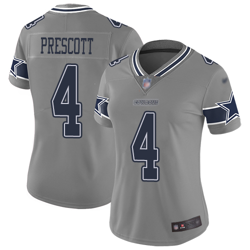 Cowboys #4 Dak Prescott Gray Women's Stitched Limited Inverted Legend Jersey