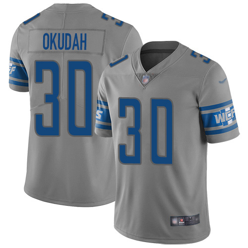 Detroit Lions #30 Jeff Okudah Gray Men's Stitched Limited Inverted Legend Jersey Men's