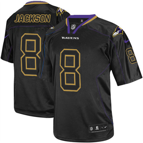 Ravens #8 Lamar Jackson Lights Out Black Men's Stitched Elite Jersey