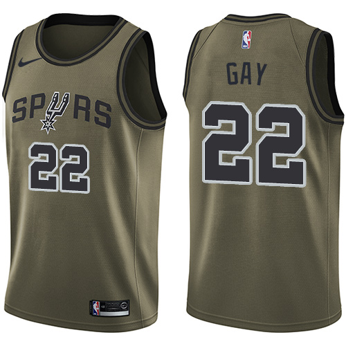 San Antonio Spurs #22 Rudy Gay Green Salute to Service Youth Swingman Jersey Youth