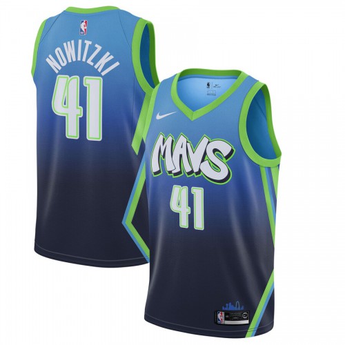 Mens Dallas Dallas Mavericks #41 Dirk Nowitzki Blue 2019-20 Finished City Edition Swingman Jersey Mens