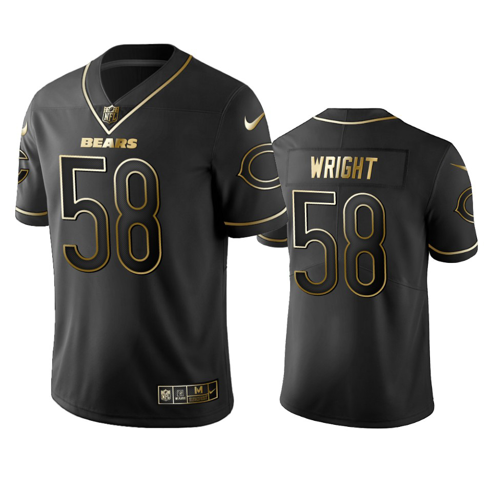 Bears #58 Darnell Wright Black Golden Limited Edition Stitched Jersey