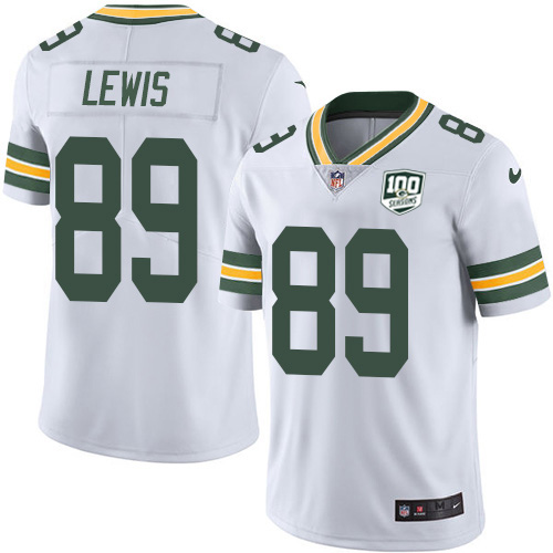 Green Bay Packers #89 Marcedes Lewis White Men's 100th Season Stitched Vapor Untouchable Limited Jersey Men's