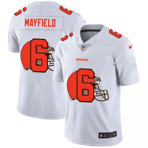 Cleveland Cleveland Browns #6 Baker Mayfield White Men's Team Logo Dual Overlap Limited Jersey Men's