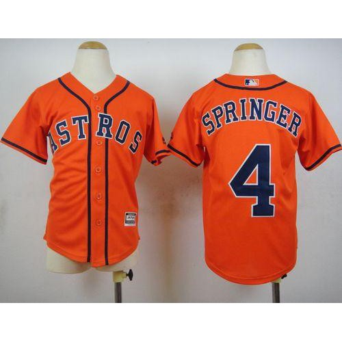 Houston Astros #4 George Springer Orange Cool Base Stitched Youth Jersey Youth