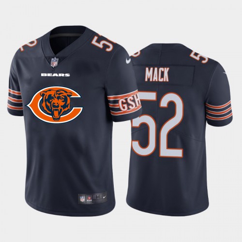 Chicago Chicago Bears #52 Khalil Mack Navy Blue Men's Big Team Logo Vapor Limited Jersey Men's