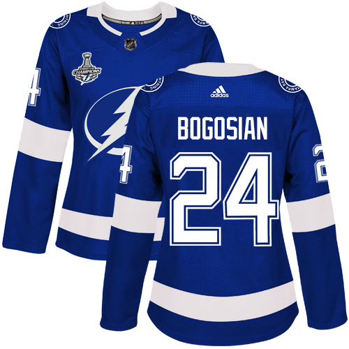 Adidas Tampa Bay Lightning #24 Zach Bogosian Blue Home Authentic Women's 2020 Stanley Cup Champions Stitched Jersey Womens