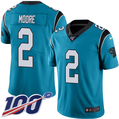 Panthers #2 DJ Moore Blue Alternate Youth Stitched 100th Season Vapor Untouchable Limited Jersey