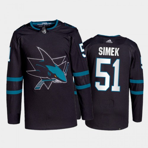 Adidas San Jose Sharks #51 Radim Simek Men's 2021-22 Alternate Authentic Jersey - Black Men's