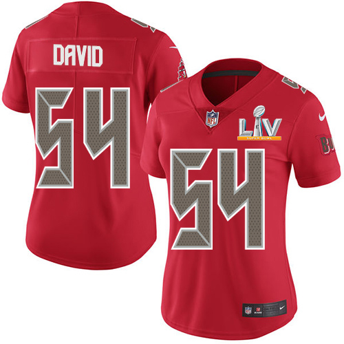 Buccaneers #54 Lavonte David Red Women's Super Bowl LV Bound Stitched Limited Rush Jersey