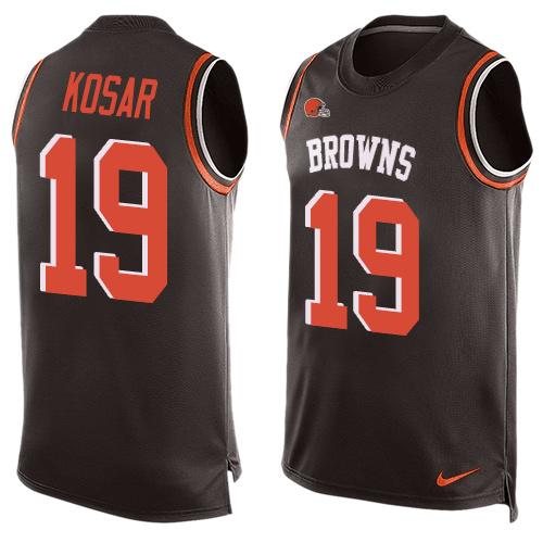 Browns #19 Bernie Kosar Brown Team Color Men's Stitched Limited Tank Top Jersey