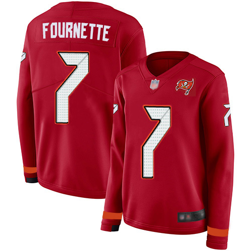 Tampa Bay Buccaneers #7 Leonard Fournette Red Team Color Women's Stitched Limited Therma Long Sleeve Jersey