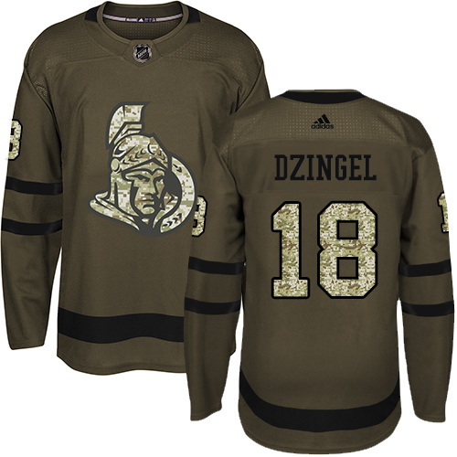 Adidas Ottawa Senators #18 Ryan Dzingel Green Salute to Service Stitched Youth Jersey Youth