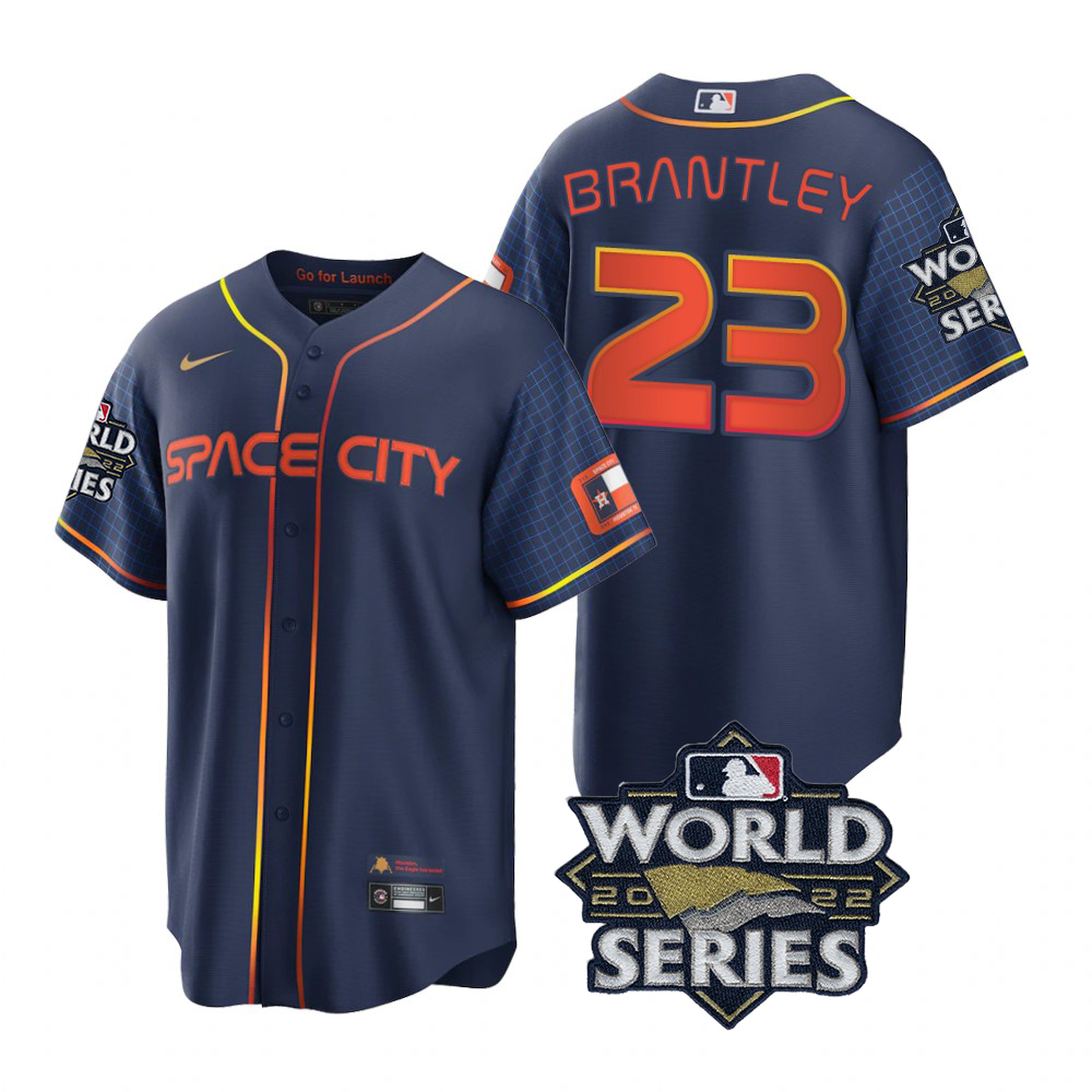 Houston Astros #23 Michael Brantley Navy 2022 World Series Men's Game City Connect Jersey