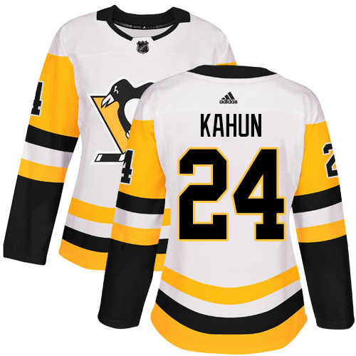 Adidas Pittsburgh Penguins #24 Dominik Kahun White Road Authentic Women's Stitched Jersey Womens