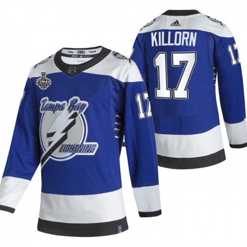 Adidas Tampa Bay Lightning #17 Alex Killorn Blue Road Authentic 2021 Stanley Cup Final Patch Jersey Men's
