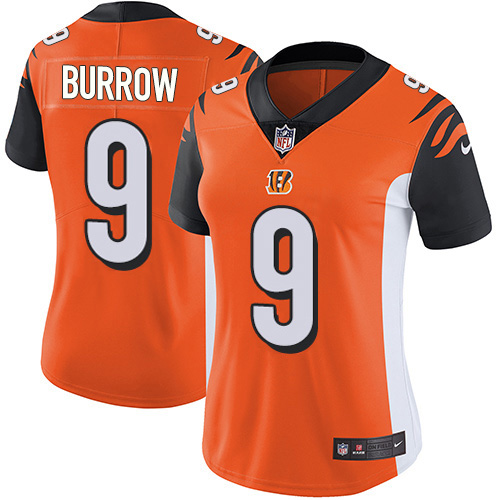Bengals #9 Joe Burrow Orange Alternate Women's Stitched Vapor Untouchable Limited Jersey