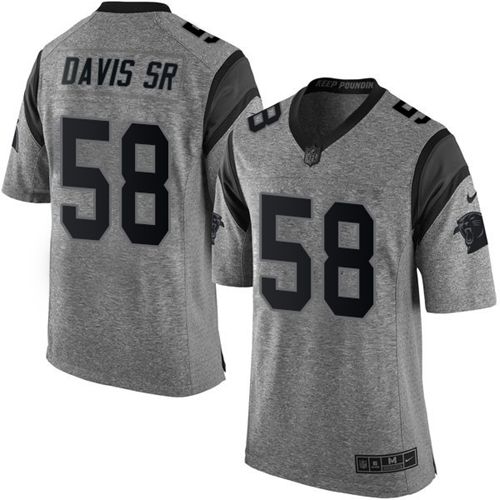 Carolina Panthers #58 Thomas Davis Sr Gray Men's Stitched Limited Gridiron Gray Jersey Men's