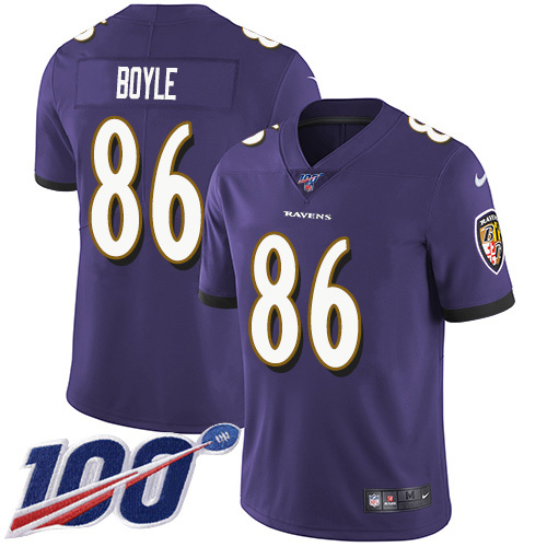 Baltimore Ravens #86 Nick Boyle Purple Team Color Youth Stitched 100th Season Vapor Untouchable Limited Jersey Youth