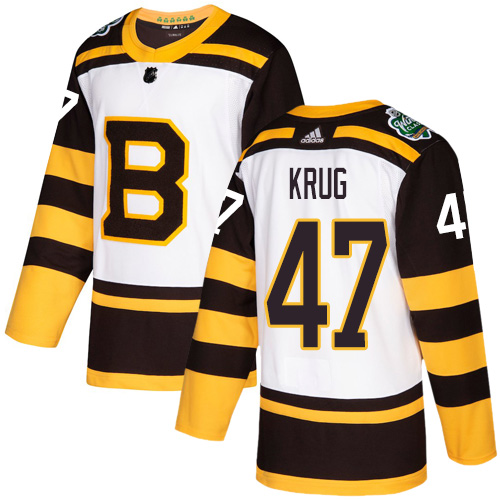 Adidas Boston Bruins #47 Torey Krug White Authentic 2019 Winter Classic Youth Stitched Jersey Youth