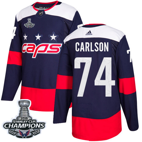 Adidas Washington Capitals #74 John Carlson Navy Authentic 2018 Stadium Series Stanley Cup Final Champions Stitched Youth Jersey Youth