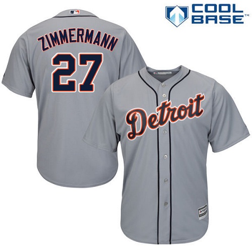 Detroit Tigers #27 Jordan Zimmermann Grey Cool Base Stitched Youth Jersey Youth