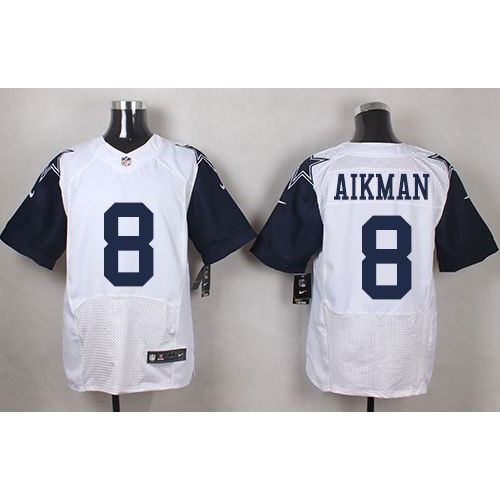 Dallas Cowboys #8 Troy Aikman White Men's Stitched Elite Rush Jersey Men's