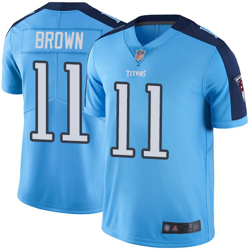 Tennessee Titans #11 A.J. Brown Light Blue Men's Stitched Limited Rush Jersey Men's