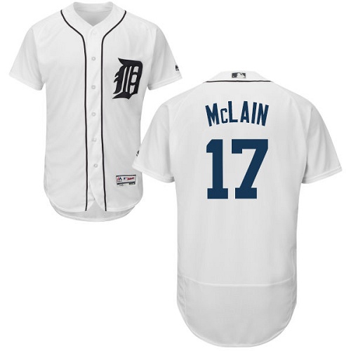 Detroit Tigers #17 Denny McLain White Flexbase Authentic Collection Stitched Jersey Men's