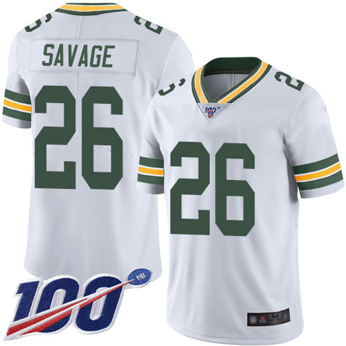 Packers #26 Darnell Savage White Men's Stitched 100th Season Vapor Limited Jersey