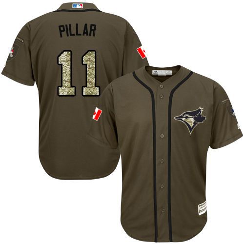 Toronto Blue Jays #11 Kevin Pillar Green Salute to Service Stitched Jersey Men's