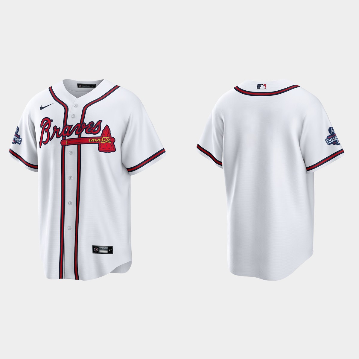 Atlanta Braves Blank Men's 2021 World Series Champions Patch Game Jersey - White