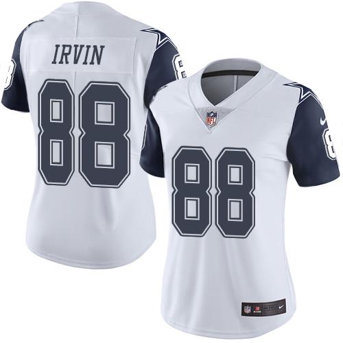 Cowboys #88 Michael Irvin White Women's Stitched Limited Rush Jersey