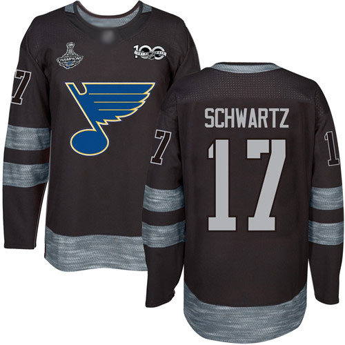 Adidas St. Louis Blues #17 Jaden Schwartz Black 1917-2017 100th Anniversary Stanley Cup Champions Stitched Jersey Men's