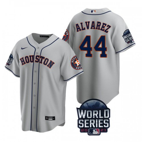 Houston Houston Astros #44 Yordan Alvarez Men's 150th Anniversary 2021 World Series Game Jersey - Gray Men's