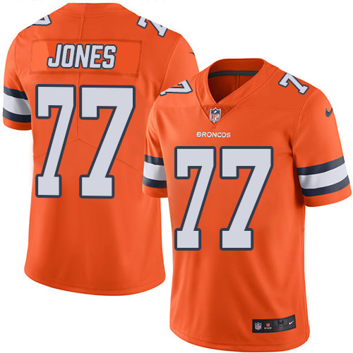 Denver Broncos #77 Sam Jones Orange Men's Stitched Limited Rush Jersey Men's