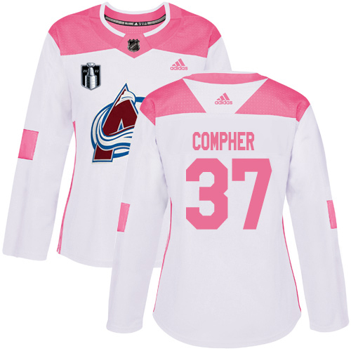 Adidas Colorado Avalanche #37 J.T. Compher Burgundy White/Pink Authentic Fashion Women's Stitched Jersey Womens