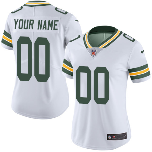 Green Bay Packers Customized White Stitched Vapor Untouchable Limited Women's Jersey