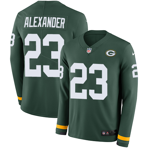 Packers #23 Jaire Alexander Green Team Color Men's Stitched Limited Therma Long Sleeve Jersey
