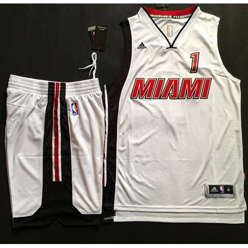 Miami Heat #1 Chris Bosh White Throwback A Set Stitched Jersey Mens