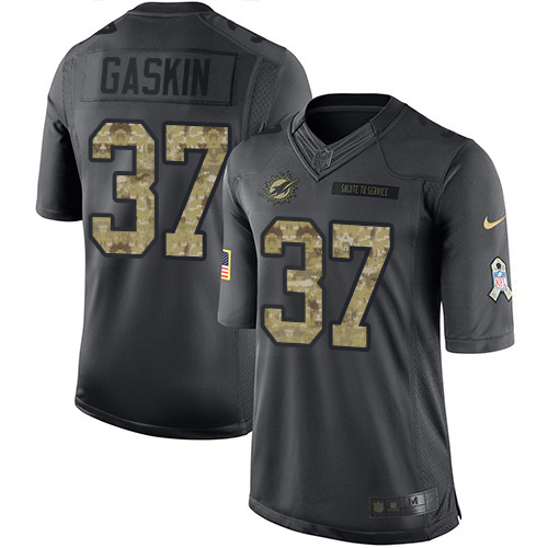 Miami Dolphins #37 Myles Gaskin Black Youth Stitched Limited 2016 Salute to Service Jersey Youth
