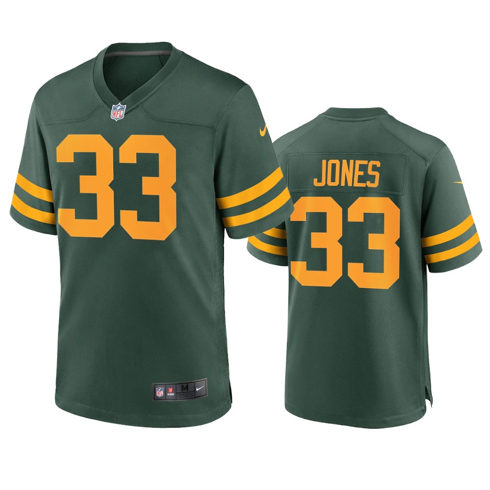 Green Bay Packers #33 Aaron Jones Men's Alternate Game Player Jersey - Green