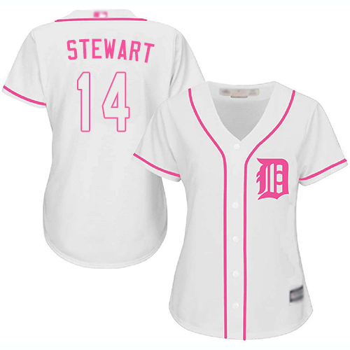 Detroit Tigers #14 Christin Stewart White/Pink Fashion Women's Stitched Jersey Womens
