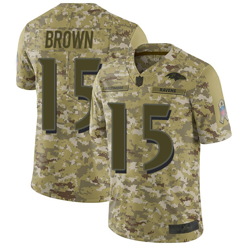 Baltimore Ravens #15 Marquise Brown Camo Men's Stitched Limited 2018 Salute To Service Jersey Men's