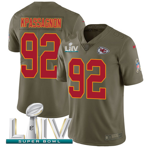 Kansas City Chiefs #92 Tanoh Kpassagnon Olive Super Bowl LIV 2020 Men's Stitched Limited 2017 Salute To Service Jersey Men's
