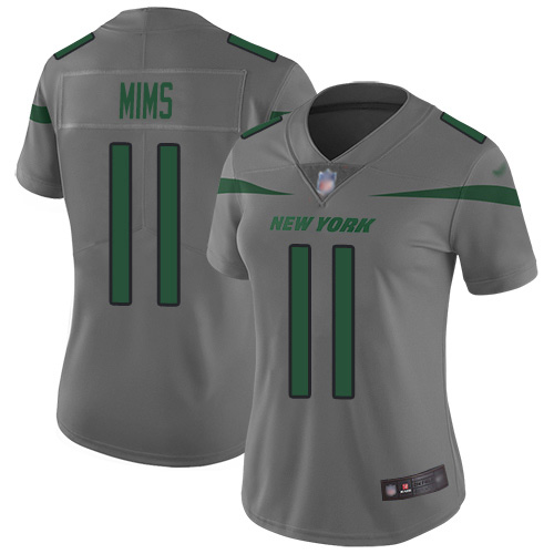 New York Jets #11 Denzel Mim Gray Women's Stitched Limited Inverted Legend Jersey Womens