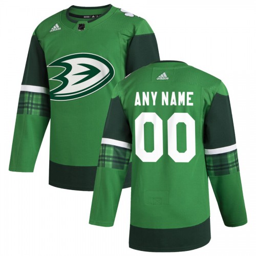 Anaheim Ducks Men's Adidas 2020 St. Patrick's Day Custom Stitched Jersey Green