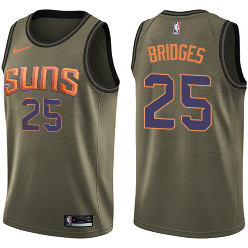 Phoenix Suns #25 Mikal Bridges Green Swingman Salute to Service Jersey Mens