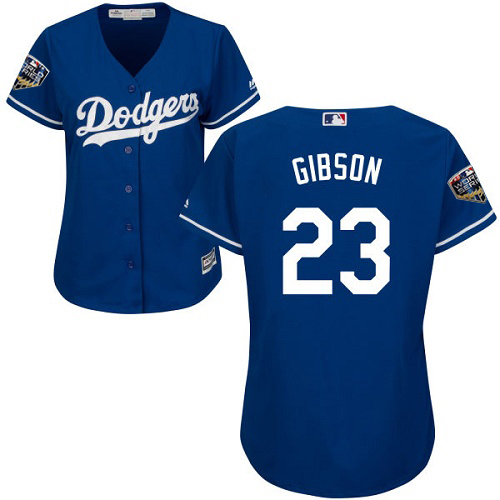 Los Angeles Dodgers #23 Kirk Gibson Blue Alternate 2018 World Series Women's Stitched Jersey Womens